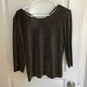 Vintage gold and black sparkly fashion bug 3/4 sleeve top
